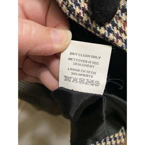 Vintage Joan Leslie Blazer Wool Blend Houndstooth Naturals Velvet Collar 6P - Picture 14 of 15